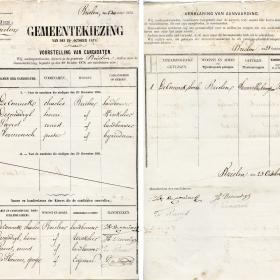 Kandidatenlijst voor de gemeenteraadsverkiezingen van 29 oktober 1878 in Brielen. Er stelde zich slechts &eacute;&eacute;n partij kandidaat. De inwoners moesten dus niet gaan stemmen.