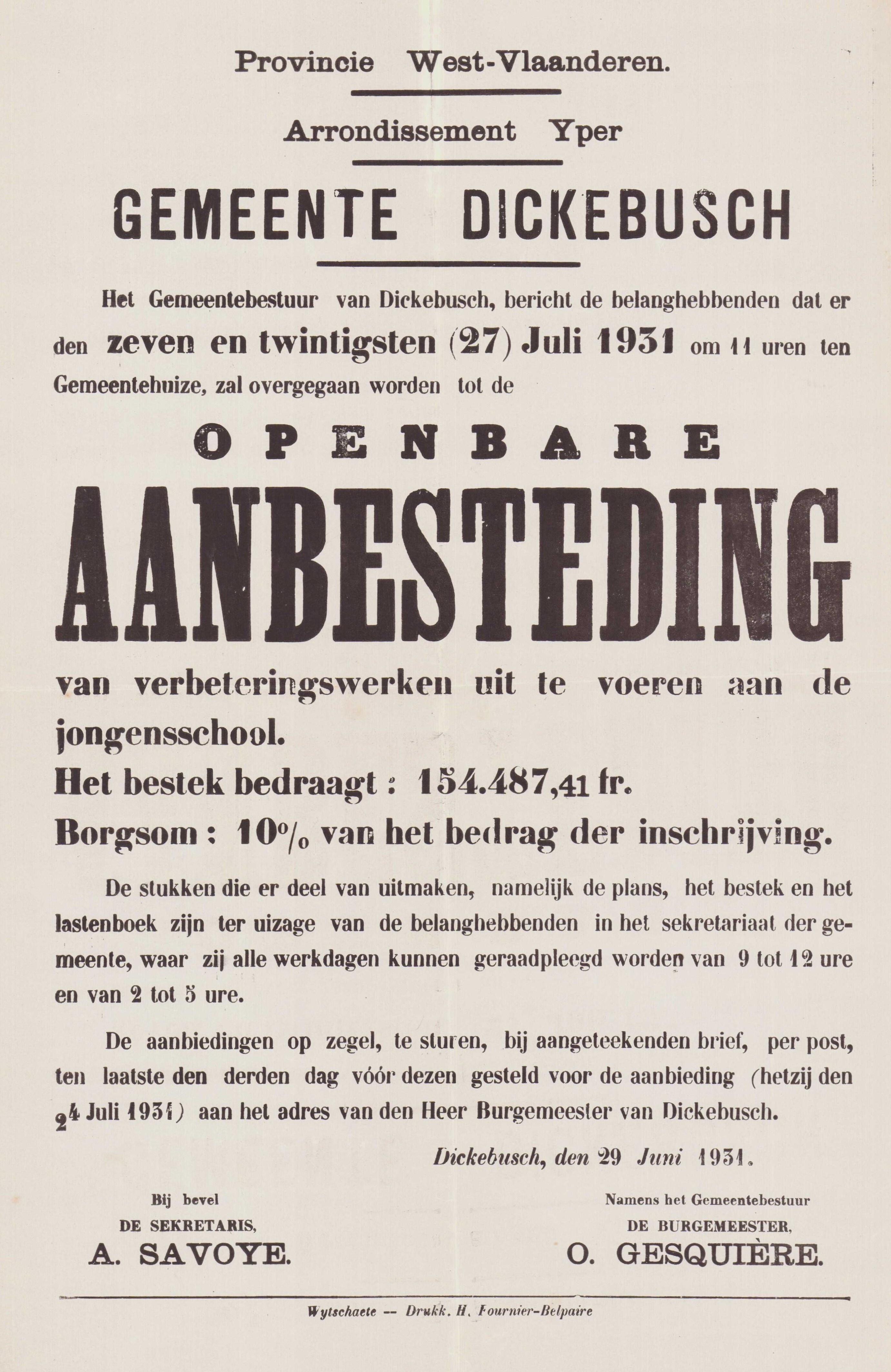 Aanbesteding jongensschool