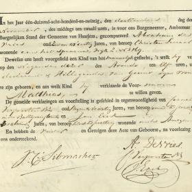 13 november 1820: Geboorteakte van Matthias de Vries (+ 1892), geboren in Haarlem op 9 november 1820. Hij werd later de grondlegger van het &ldquo;Woordenboek der Nederlandsche Taal".
Burgerlijke Stand van Haarlem, geboorteakten 1820
&nbsp;